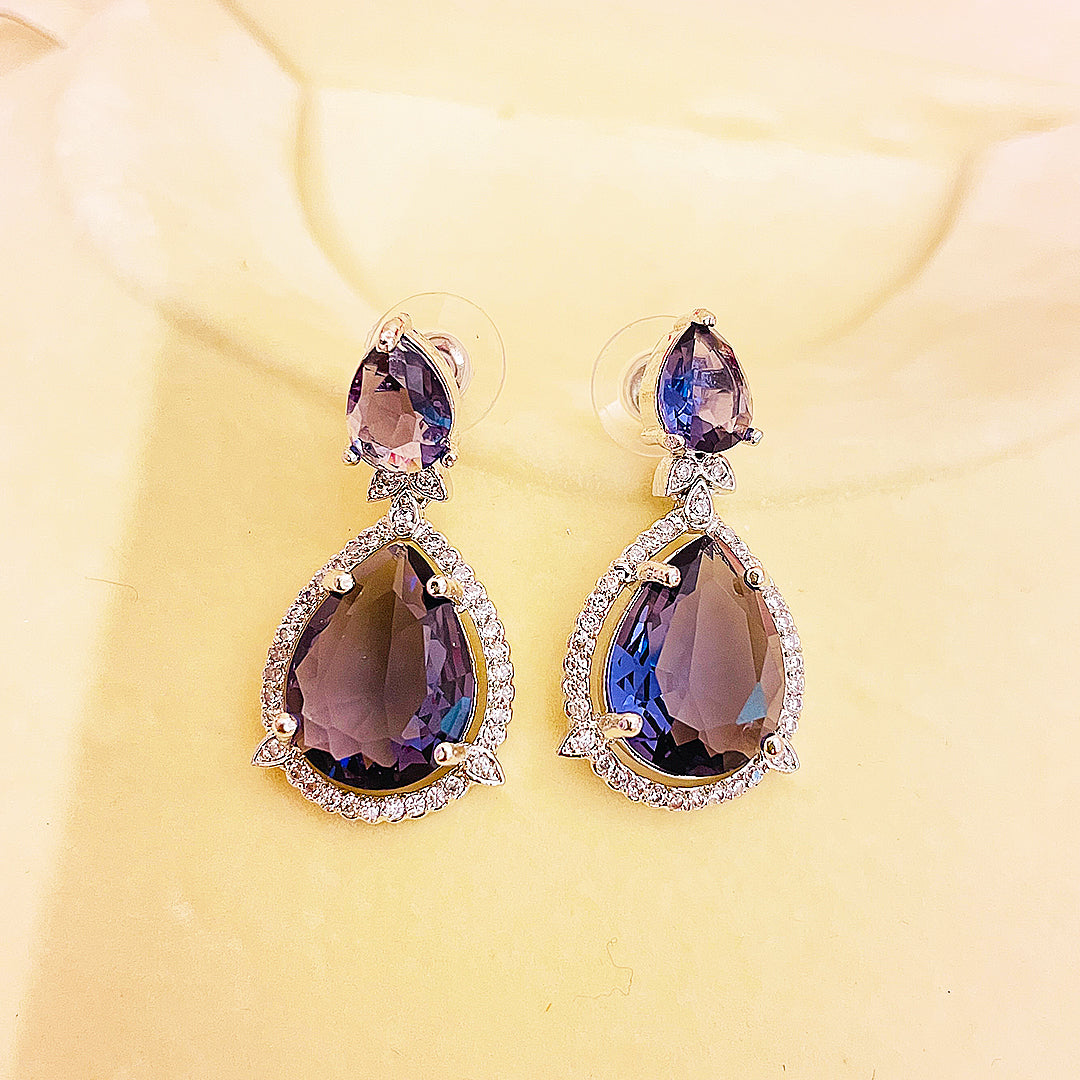Elara Teardrop CZ  Halo Earrings