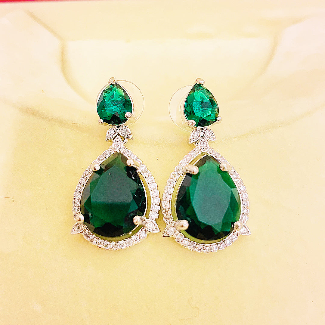 Elara Teardrop CZ  Halo Earrings