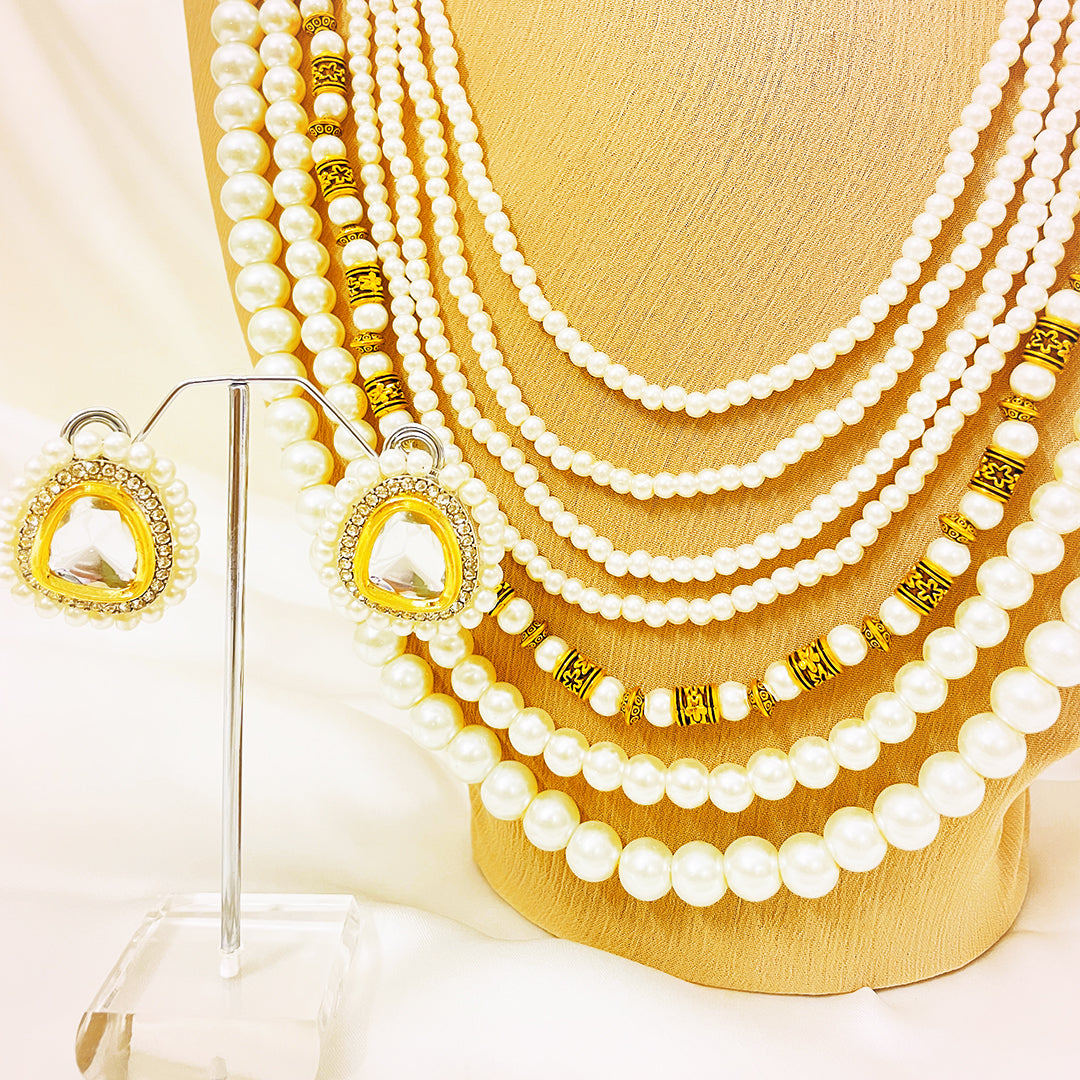 Mahnoor Mala With Polki Style Studs