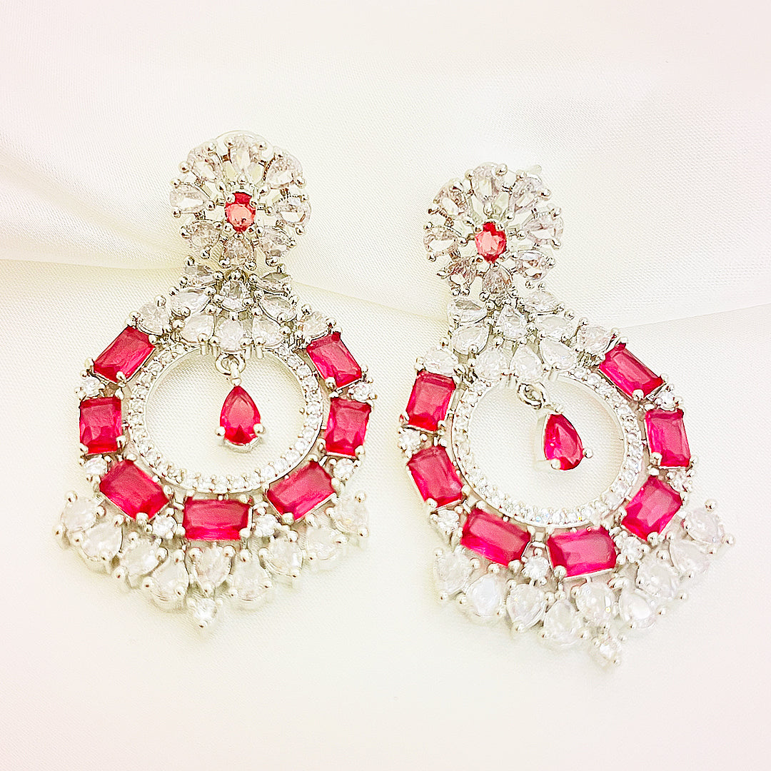 Isebella Baguette Cut CZ Chandbali Earrings