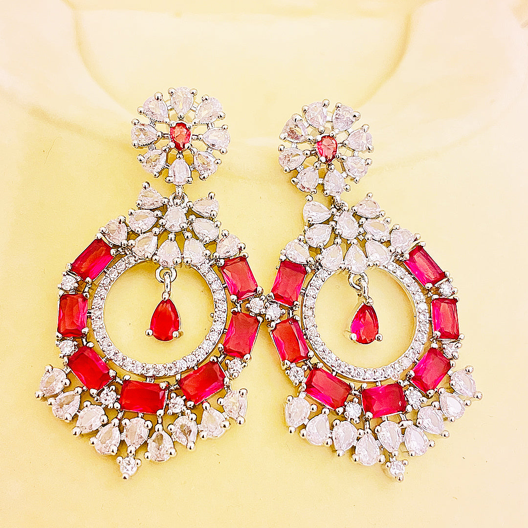 Isebella Baguette Cut CZ Chandbali Earrings