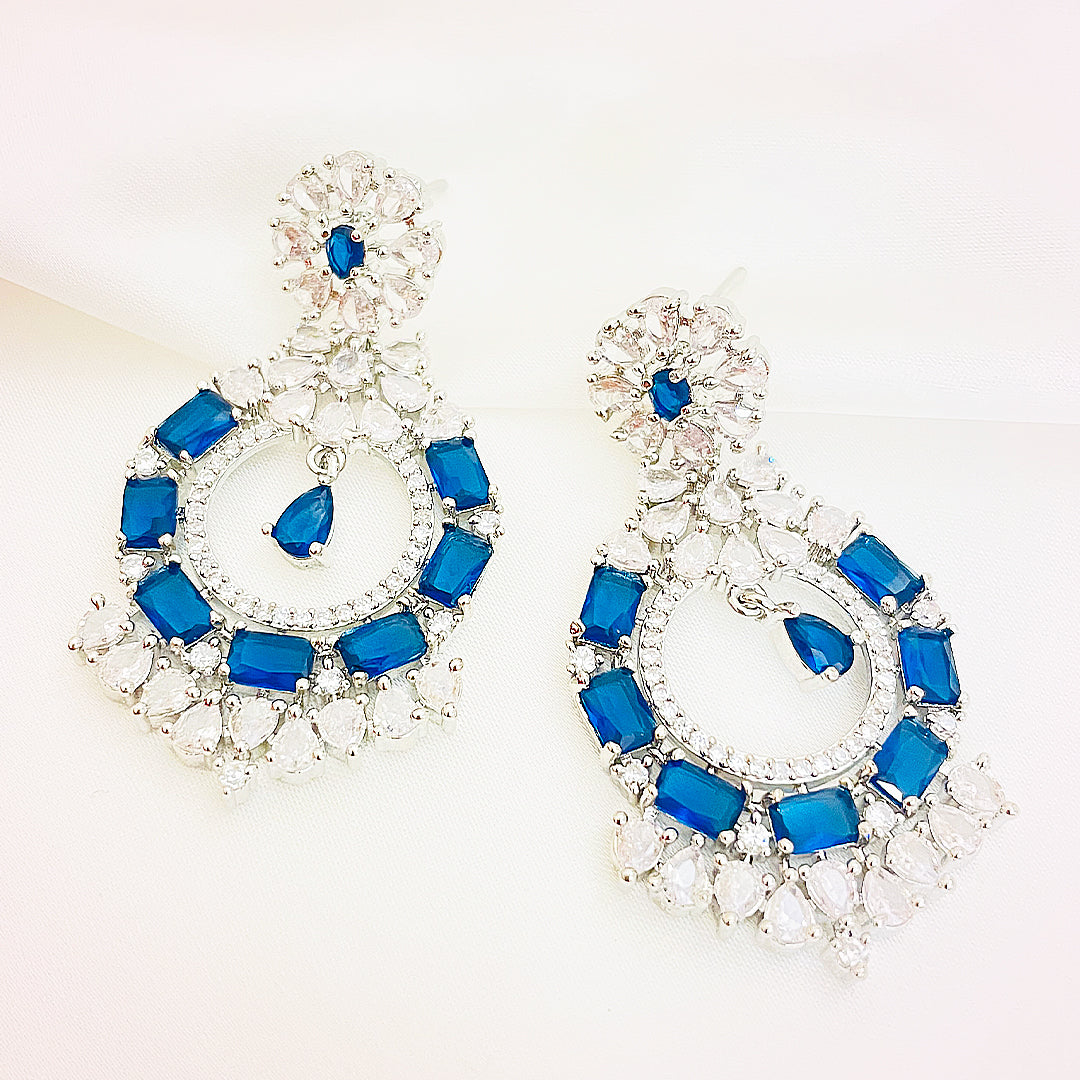Isebella Baguette Cut CZ Chandbali Earrings