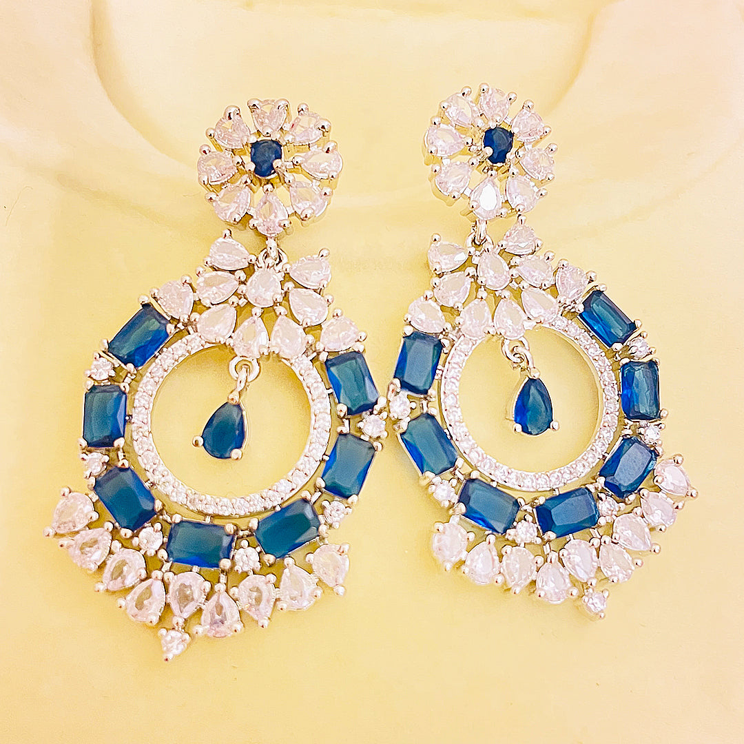 Isebella Baguette Cut CZ Chandbali Earrings