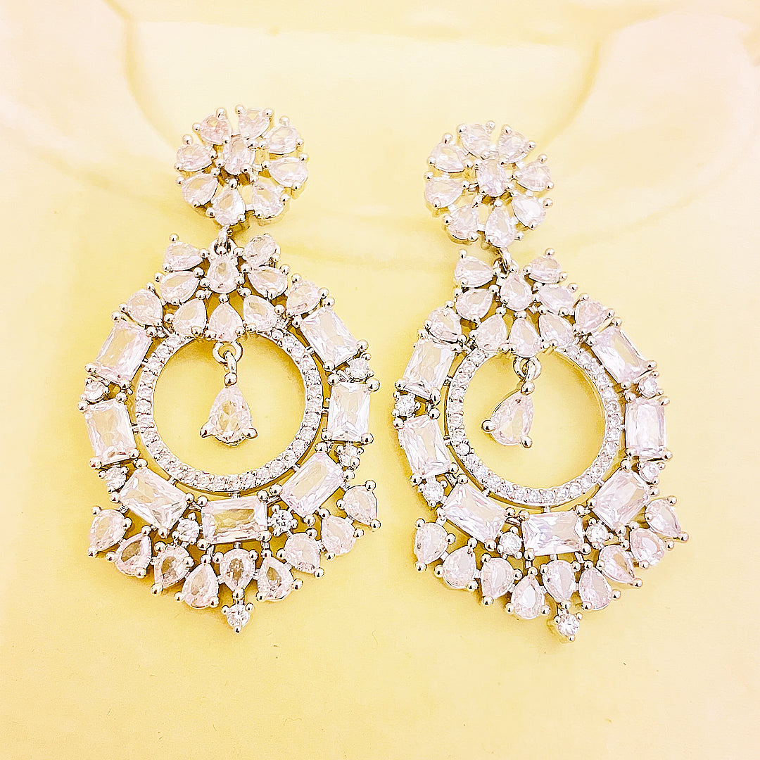 Isebella Baguette Cut CZ Chandbali Earrings
