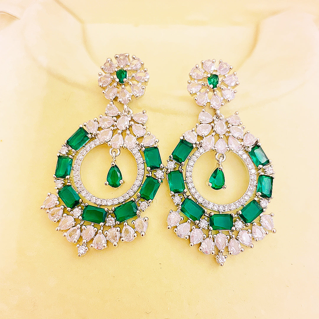 Isebella Baguette Cut CZ Chandbali Earrings