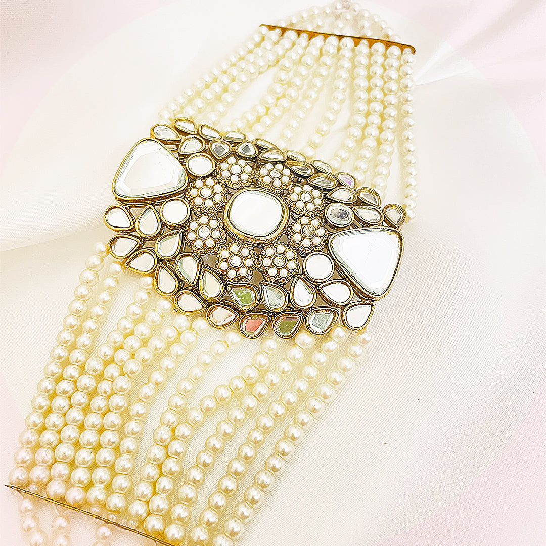 Kundalini Pearl & Kundan Stone Bracelet
