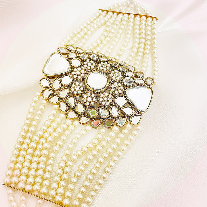 Kundalini Pearl & Kundan Stone Bracelet
