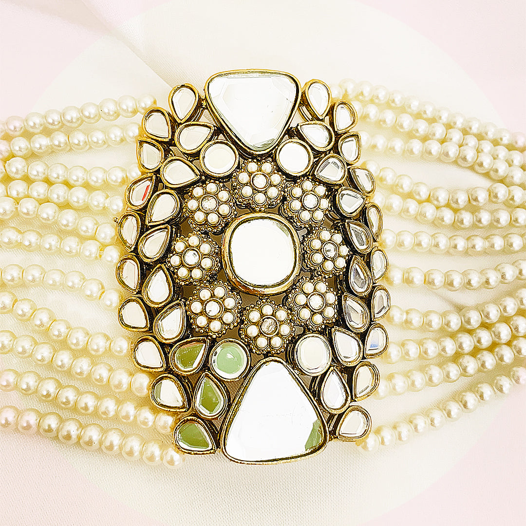Kundalini Pearl & Kundan Stone Bracelet
