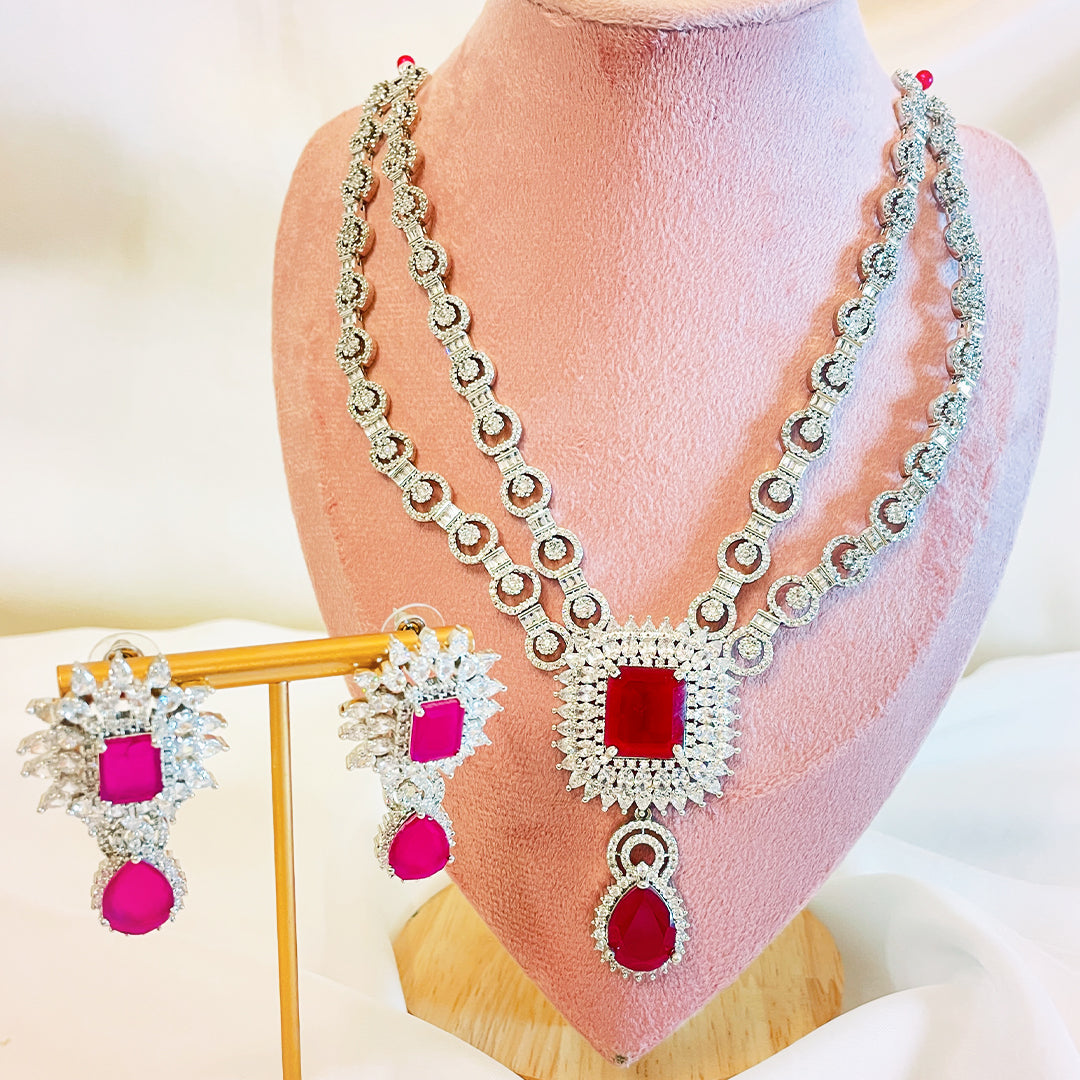 Hannah Regal Square-Cut Necklace Set With Bindiya