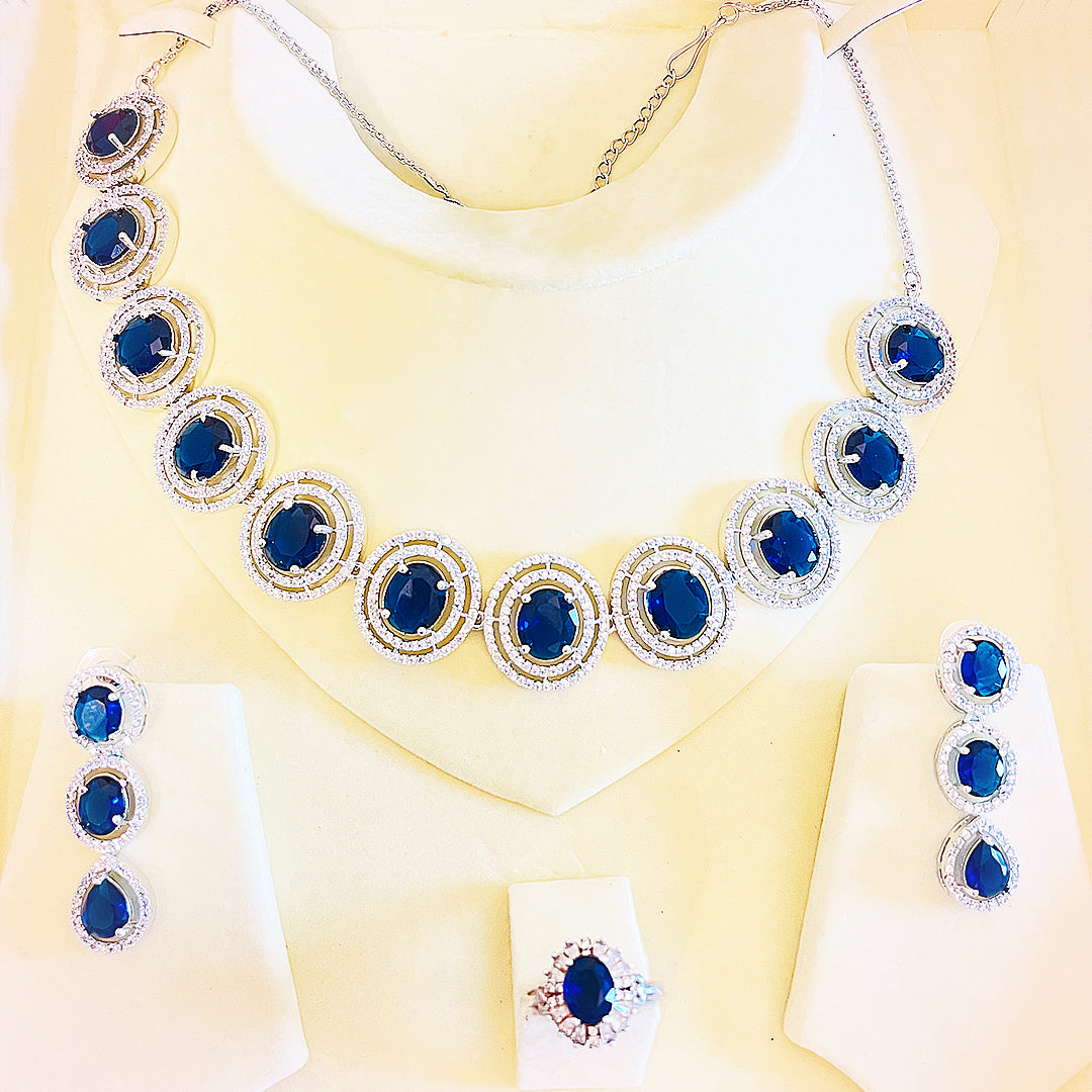 Nebula Radiant CZ Statement Necklace Set With Bindiya