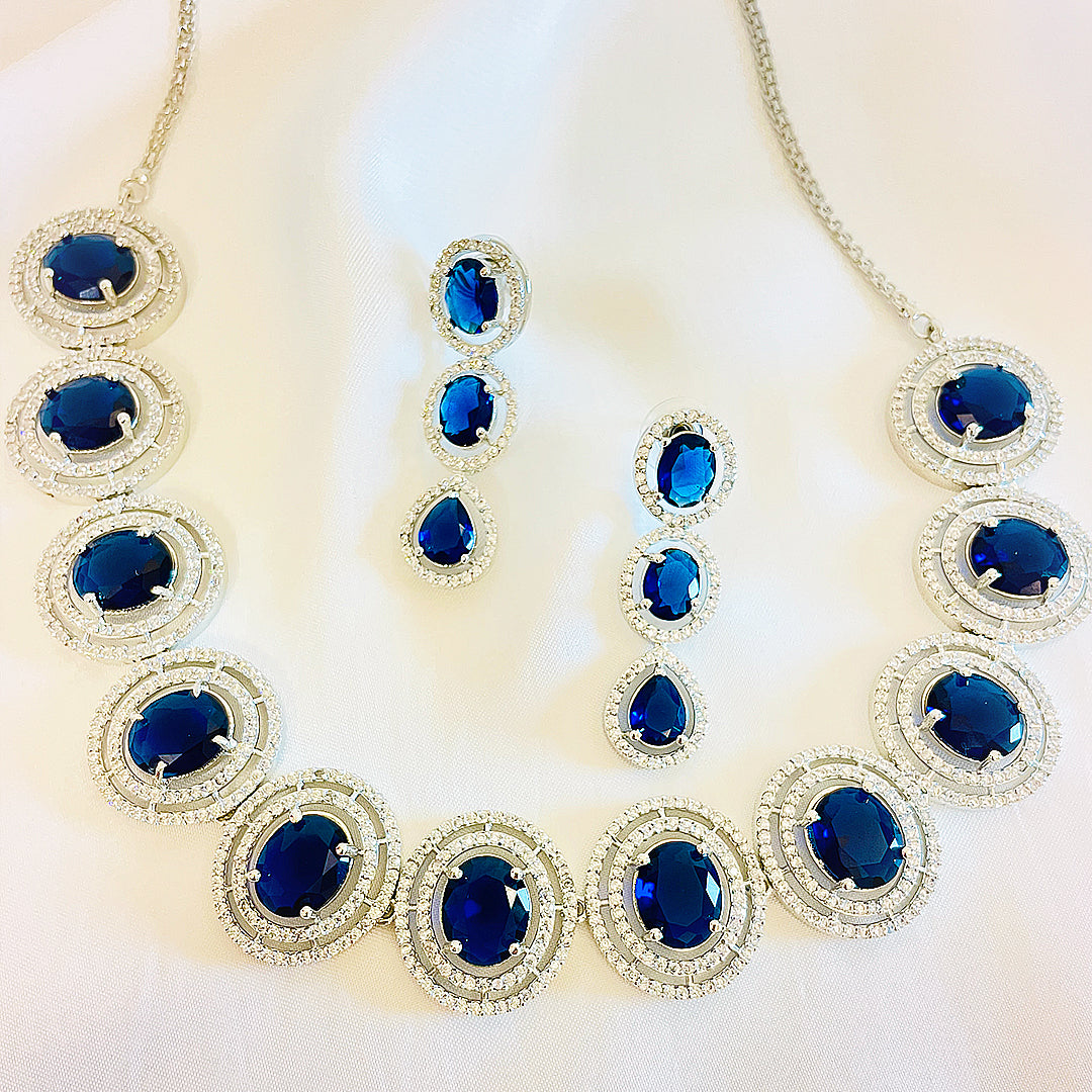 Nebula Radiant CZ Statement Necklace Set With Bindiya