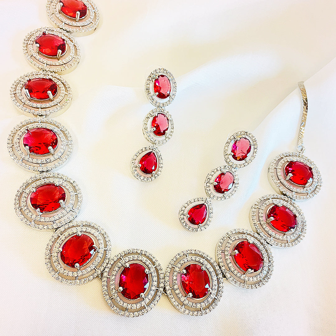 Nebula Radiant CZ Statement Necklace Set With Bindiya