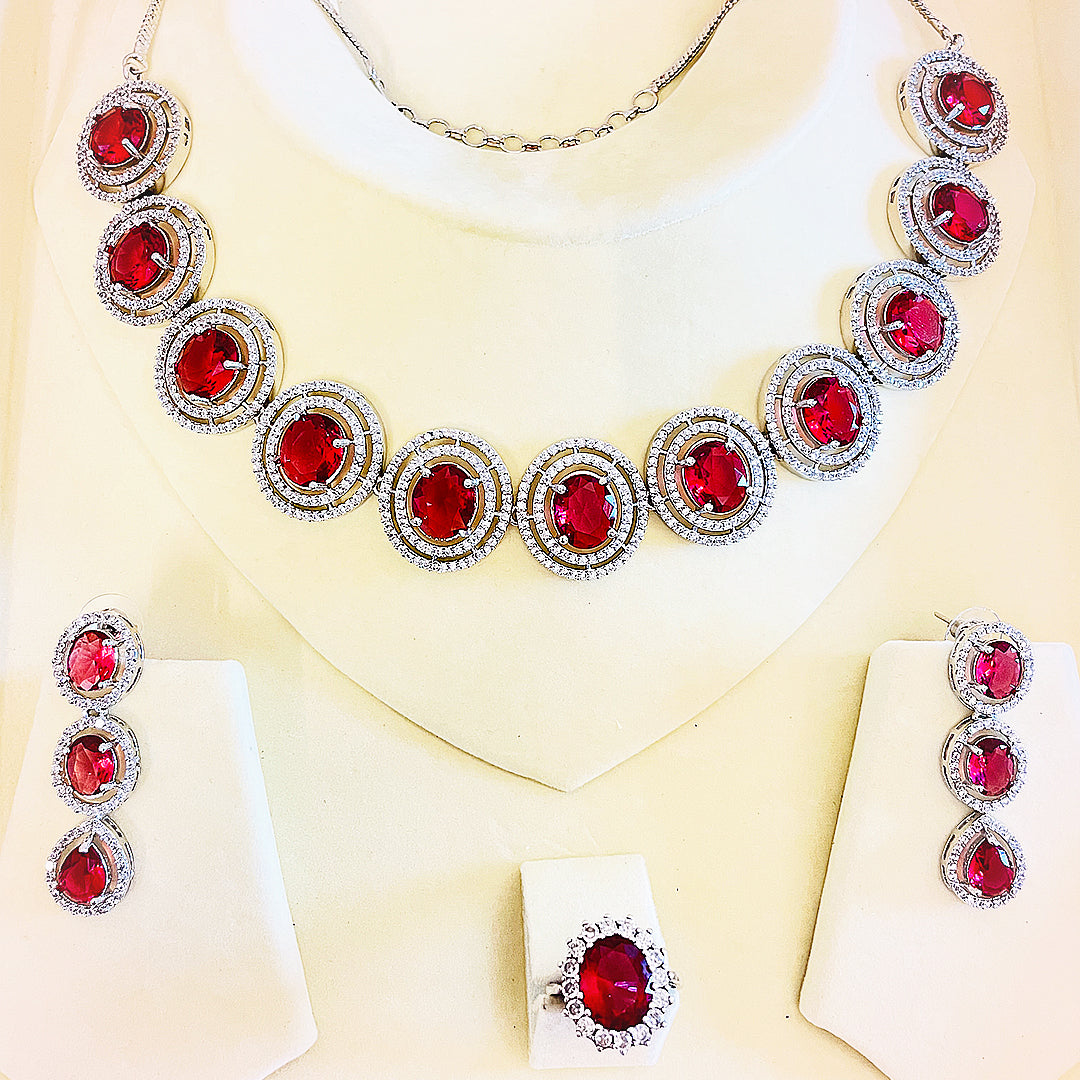 Nebula Radiant CZ Statement Necklace Set With Bindiya
