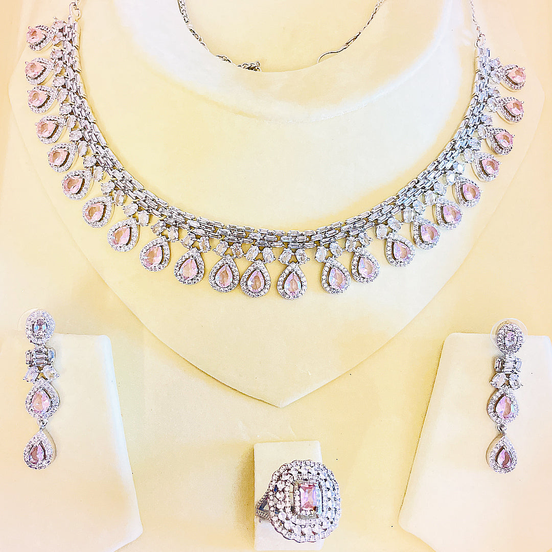 Amelia Teardrop CZ Necklace & Earrings Set