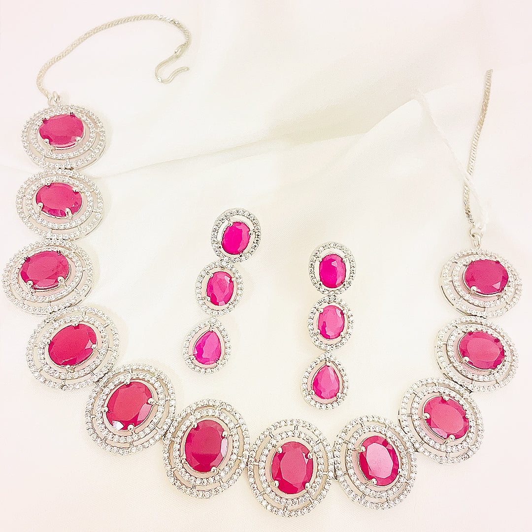 Nebula Radiant CZ Statement Necklace Set With Bindiya