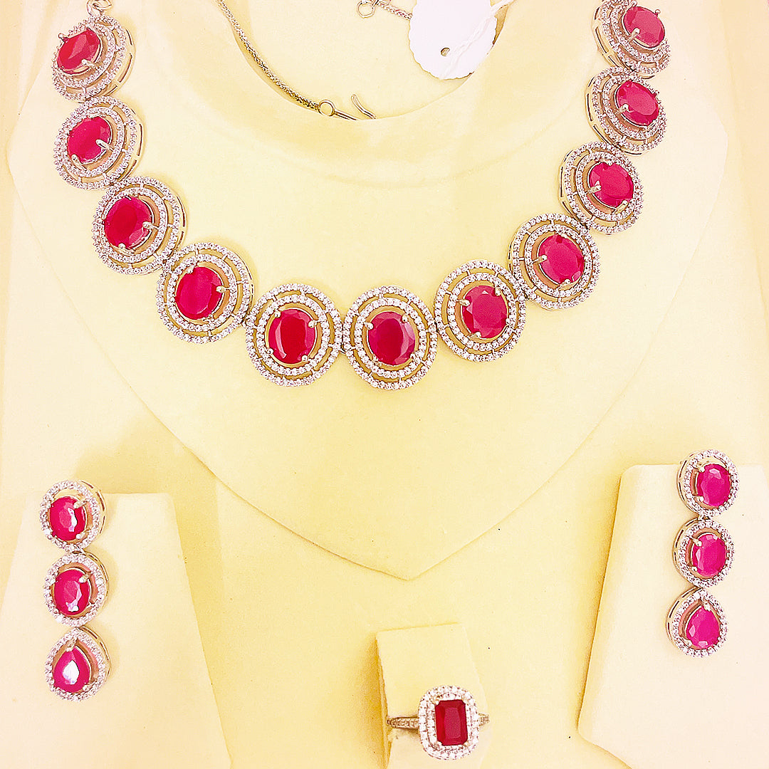 Nebula Radiant CZ Statement Necklace Set With Bindiya