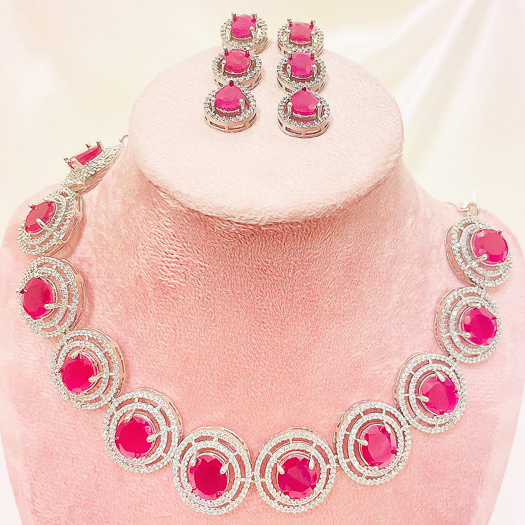Nebula Radiant CZ Statement Necklace Set With Bindiya