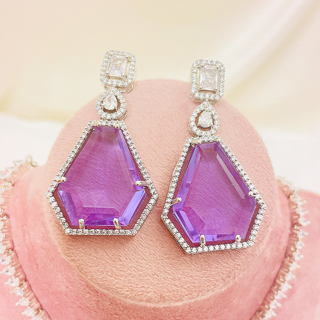 Ezabel Geometric Cut AD Necklace Set