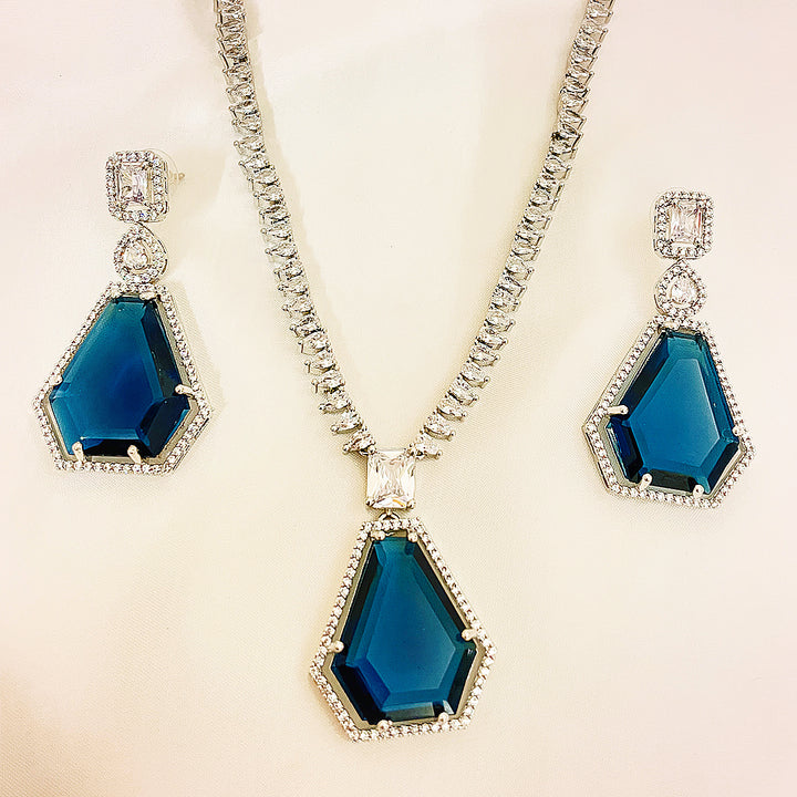 Ezabel Geometric Cut AD Necklace Set