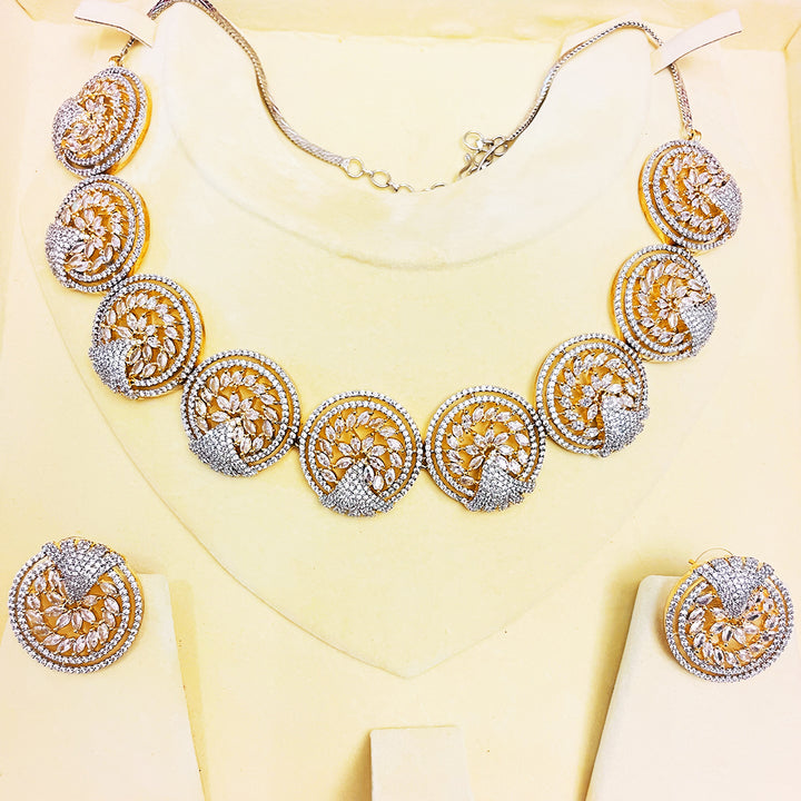 Ana Necklace Set – Circular CZ Radiance With Floral Detailing