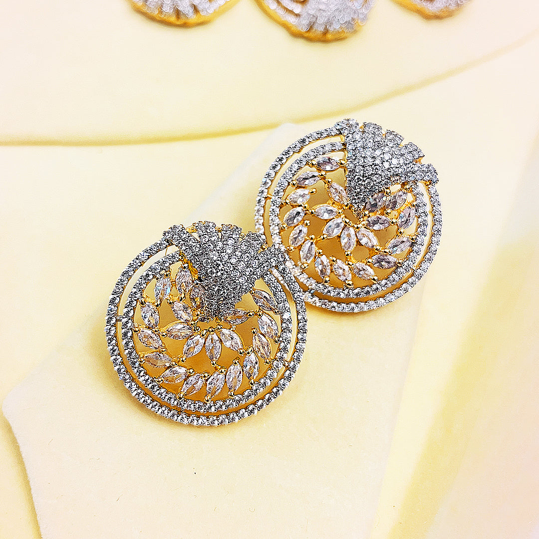 Ana Necklace Set – Circular CZ Radiance With Floral Detailing