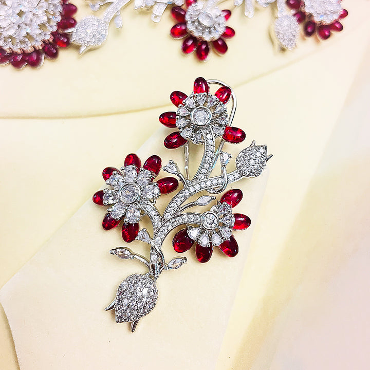 Sofia Floral Bloom Necklace Set With Statement Earrings & Bindiya