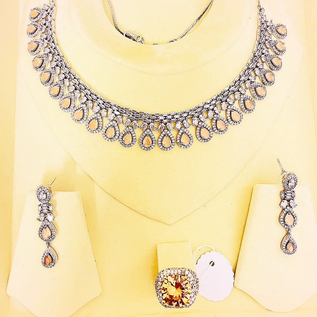 Amelia Teardrop CZ Necklace & Earrings Set