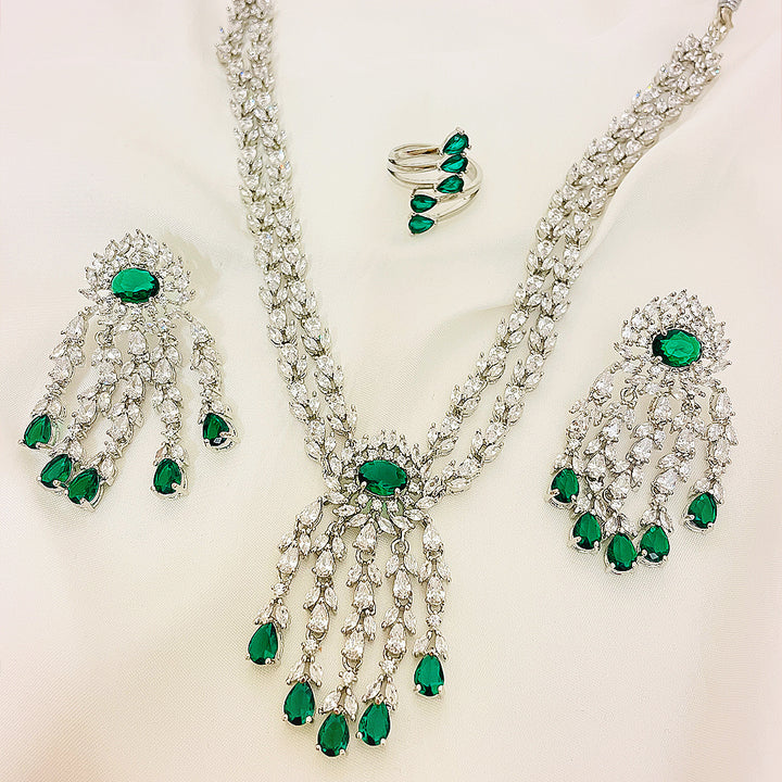 Clara Cascading Drop CZ Necklace & Earrings Set