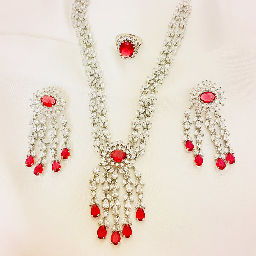 Clara Cascading Drop CZ Necklace & Earrings Set