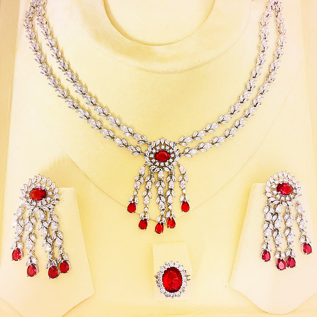 Clara Cascading Drop CZ Necklace & Earrings Set