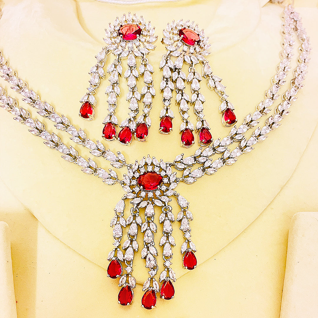 Clara Cascading Drop CZ Necklace & Earrings Set