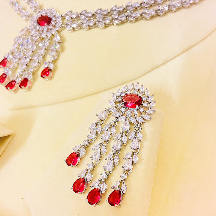 Clara Cascading Drop CZ Necklace & Earrings Set