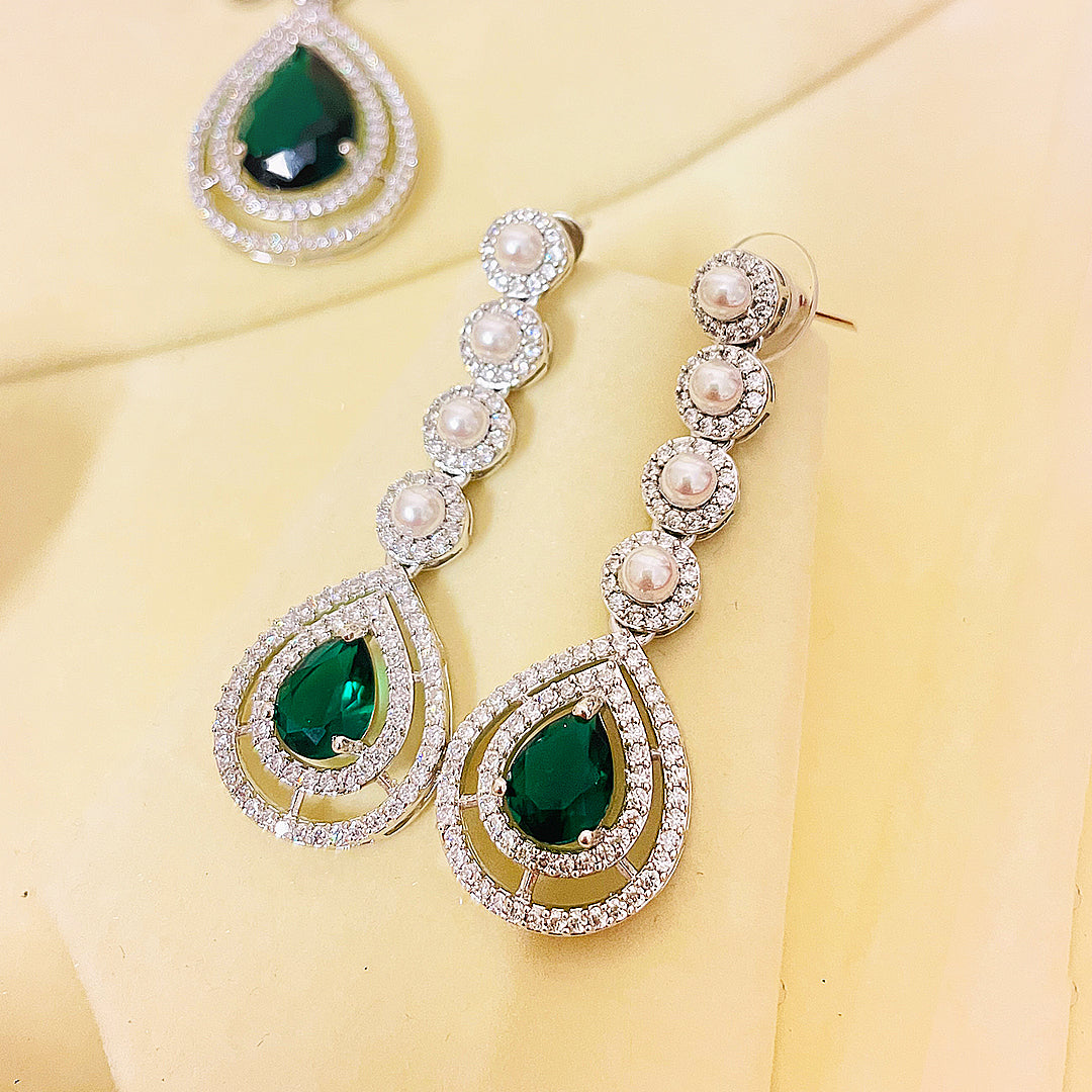Celina Dual-Layer Pearl & Teardrop CZ Bridal Set