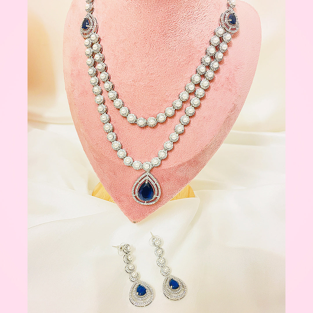 Celina Dual-Layer Pearl & Teardrop CZ Bridal Set