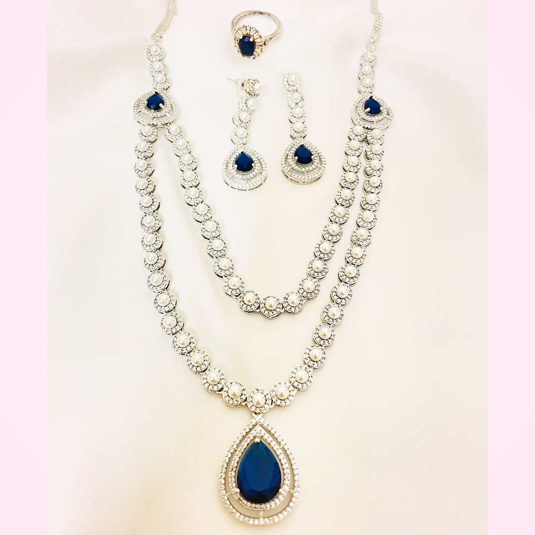 Celina Dual-Layer Pearl & Teardrop CZ Bridal Set