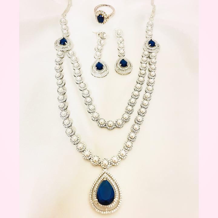 Celina Dual-Layer Pearl & Teardrop CZ Bridal Set