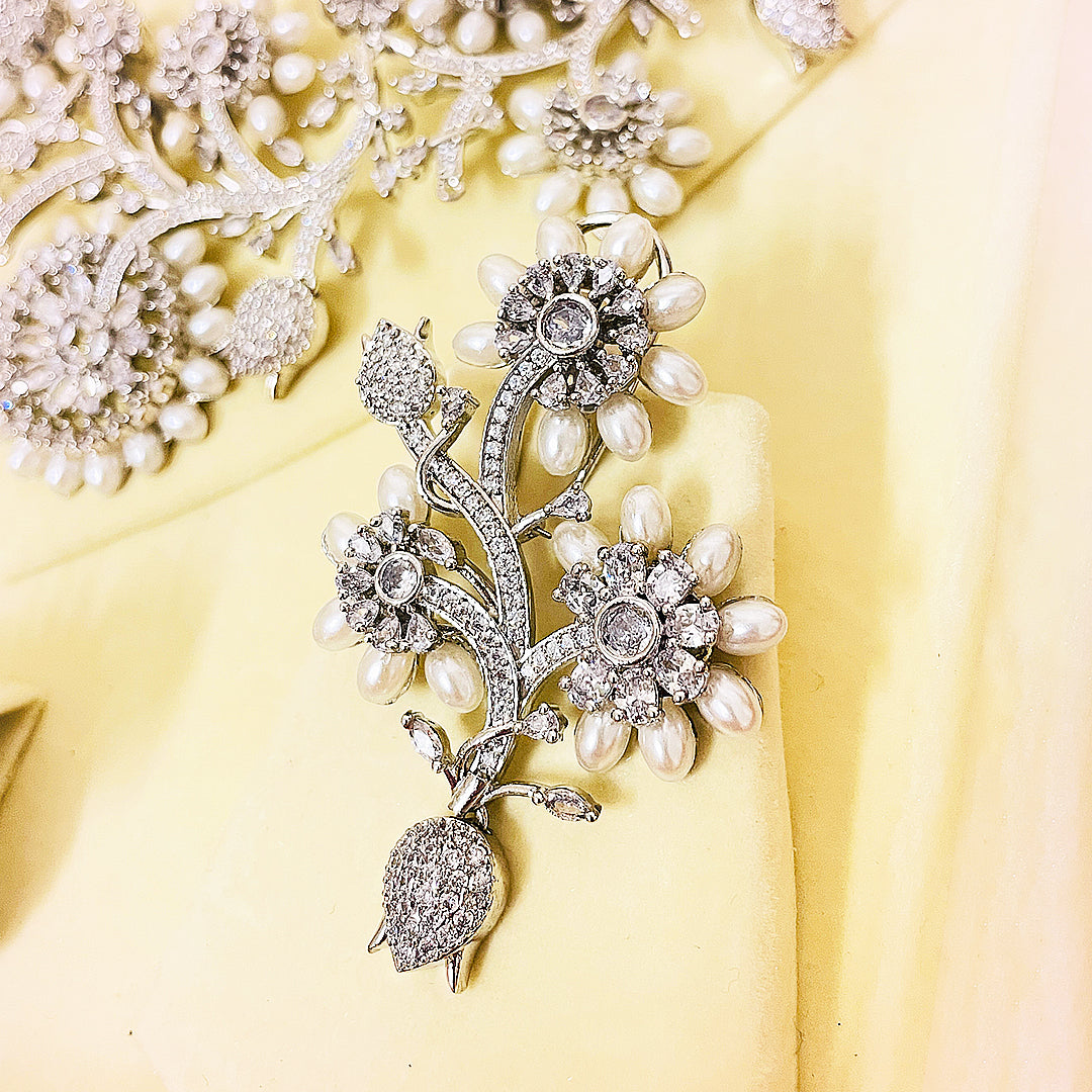 Sofia Floral Bloom Necklace Set With Statement Earrings & Bindiya