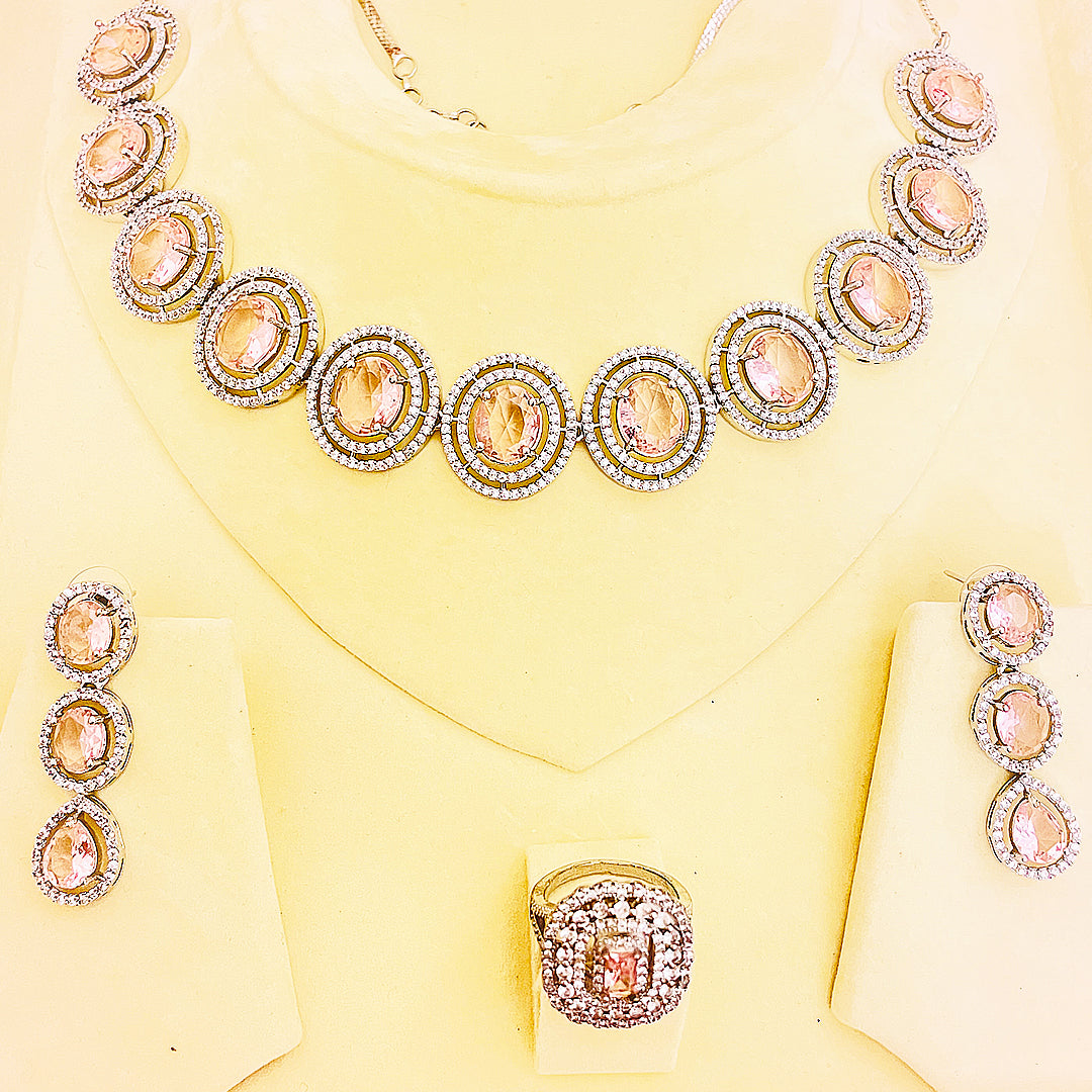 Nebula Radiant CZ Statement Necklace Set With Bindiya