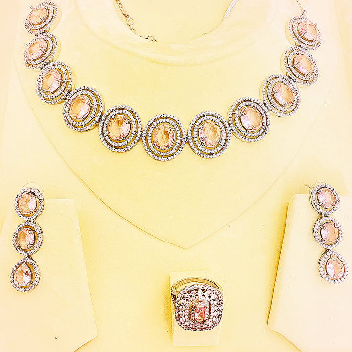 Nebula Radiant CZ Statement Necklace Set With Bindiya