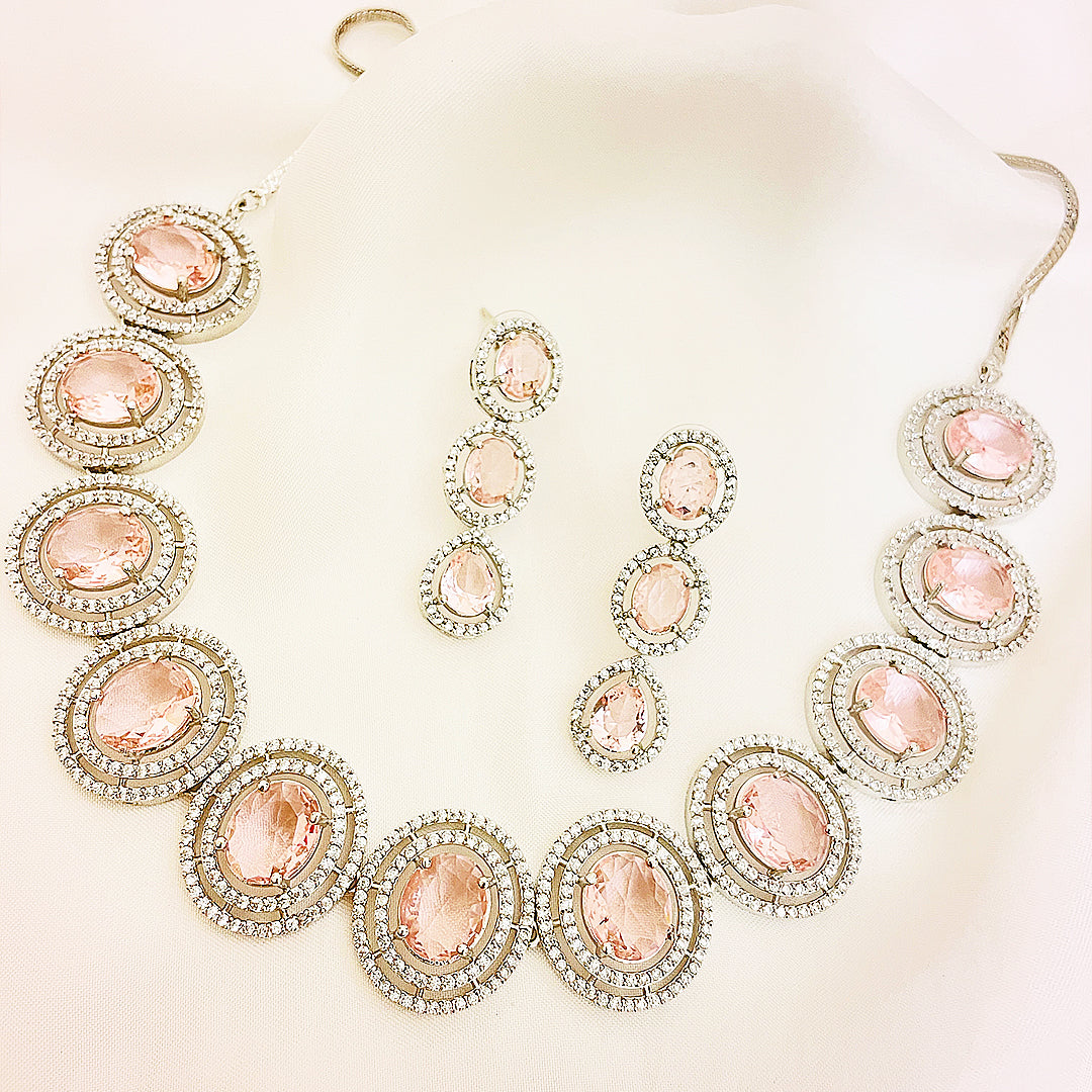 Nebula Radiant CZ Statement Necklace Set With Bindiya