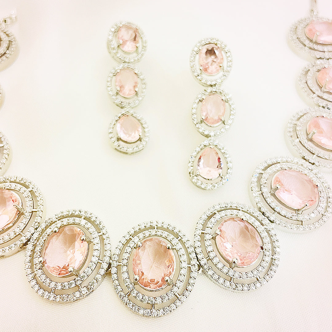 Nebula Radiant CZ Statement Necklace Set With Bindiya
