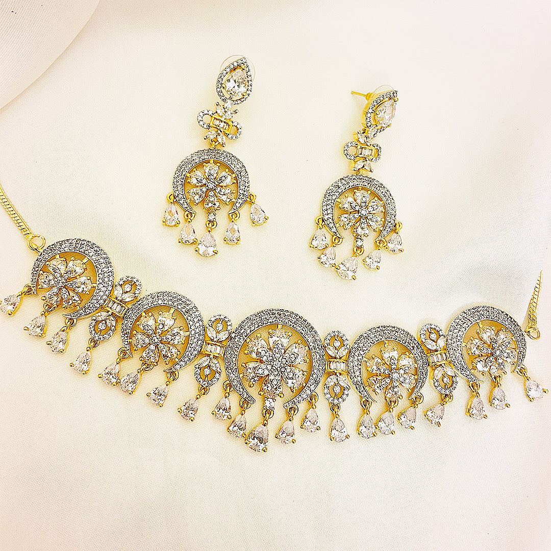 Marigold Golden Bloom Necklace Set With Bindiya