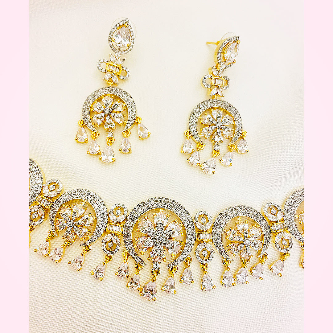 Marigold Golden Bloom Necklace Set With Bindiya