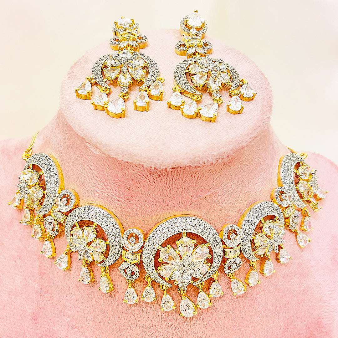 Marigold Golden Bloom Necklace Set With Bindiya