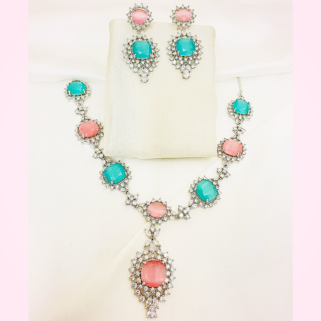 Candy Dual-Tone Necklace Set With Earrings & Bindiya