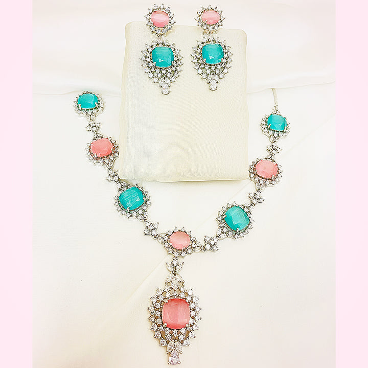 Candy Dual-Tone Necklace Set With Earrings & Bindiya