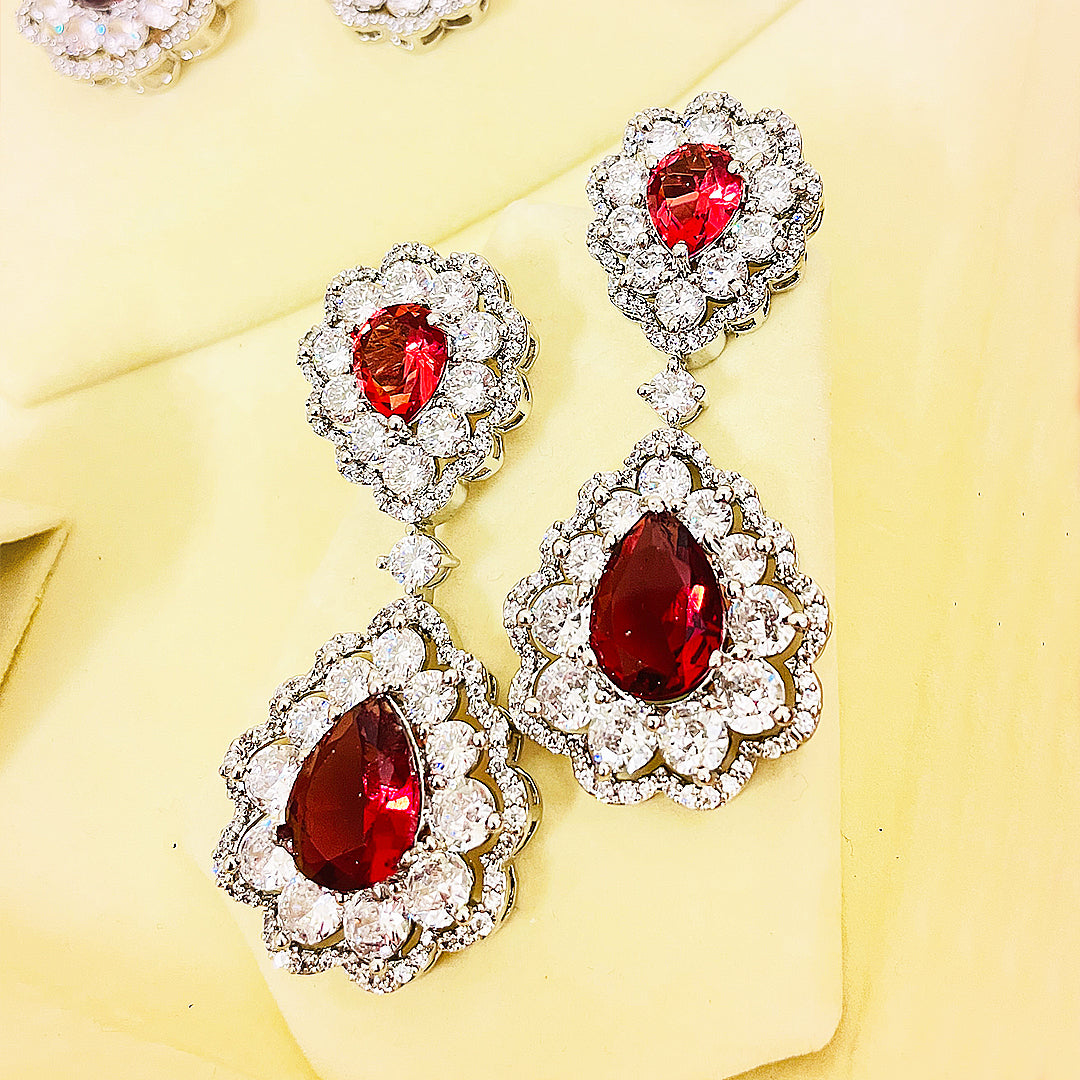 Melina Scarlet Bloom Necklace Set With Bindiya