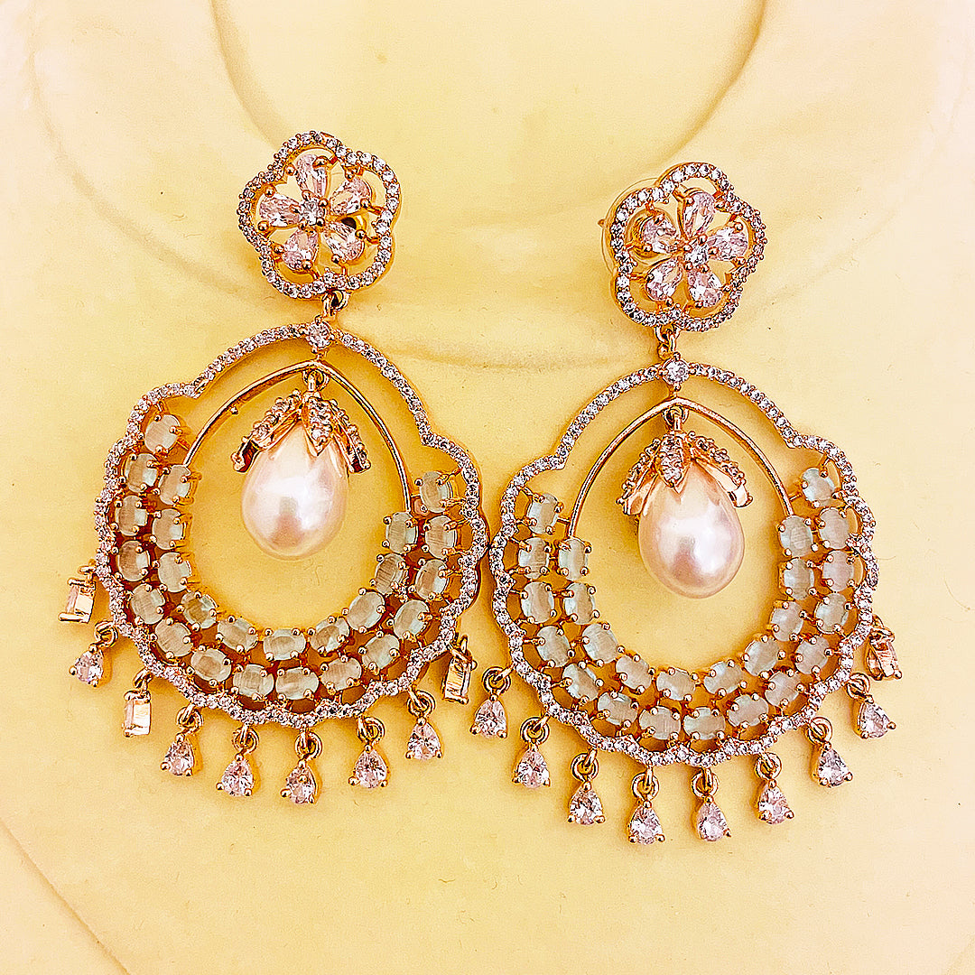 Selestine Pearl Bloom CZ Earrings