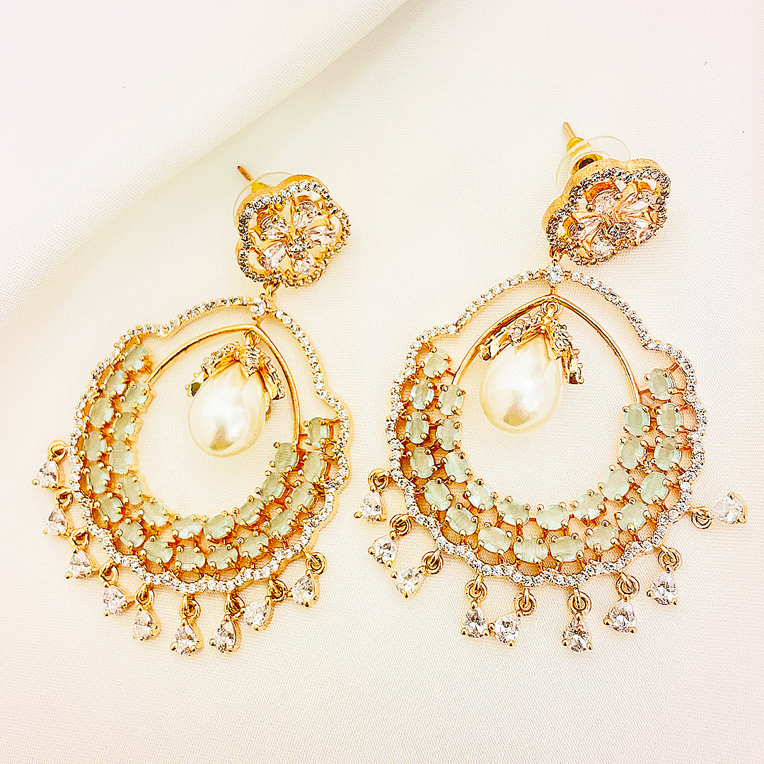 Selestine Pearl Bloom CZ Earrings