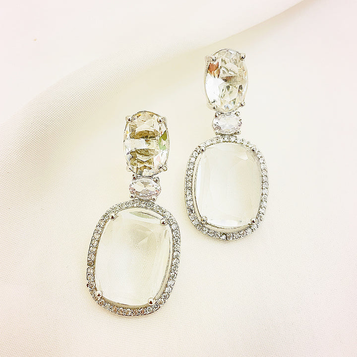 Emiliana Cushion Cut CZ Halo Drop Earrings